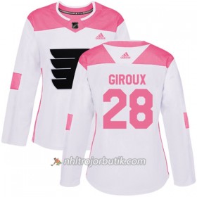 Dame Ishockey Philadelphia Flyers Tröja Claude Giroux 28 Adidas 2017-2018 Vit Rosa Fashion Authentic